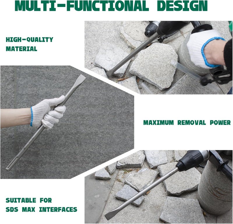 Monkey King Bar MonkeyKingBar-Heavy Duty SDS MAX Flat Chisel 18IN Length (450mm)- SDS Demolition Hammer Bit for Concrete Breaker, Stone Removal, Brick Chipping - Image 5